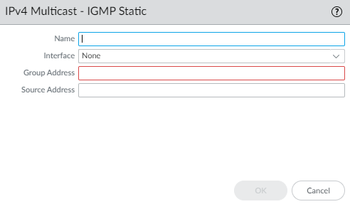 Static IGMP Interface configuration window.